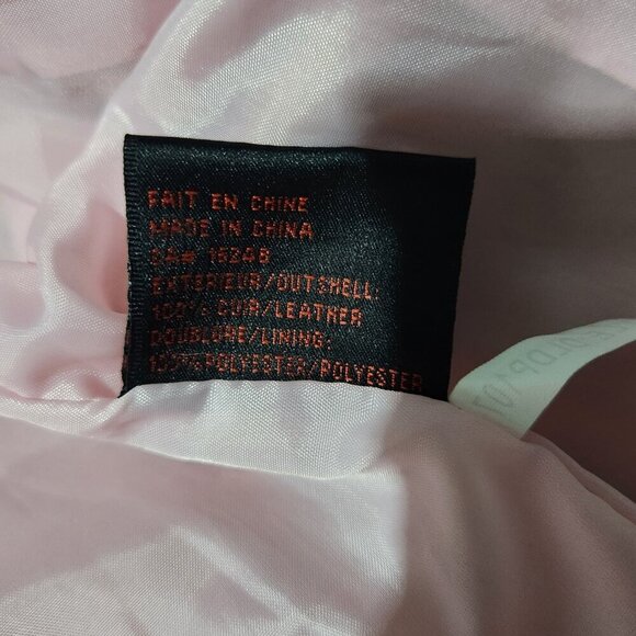 Oscar Leopold Leather Jacket Womens XXL Light Pink Belted Lined Short Jacket - Picture 9 of 9